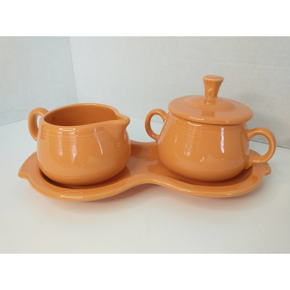 Fiestaware Sugar Cream Tray Set Fiesta Tangerine Orange